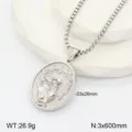 Vue détaillée d'un pendentif rétro en acier inoxydable 3D 33x26mm, bijou élégant. - Style 2 / Acier
