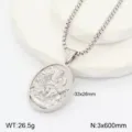 Collier pendentif portrait religieux en acier inoxydable avec chaîne boîte, style rétro. - Style 4 / Acier
