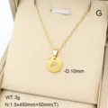 Collier pendentif rond lettre initiale P en acier inoxydable doré pour les femmes - Lettre P / Or 18 carats