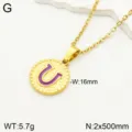 Collier pendentif lettre U en acier inoxydable style européen avec design huile violette. - Lettre U