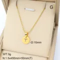 Collier pendentif lettre T en acier inoxydable doré avec diamètre de 10mm et chaîne ajustable. - Lettre T / Or 18 carats