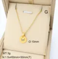 Collier pendentif lettre W en or en acier inoxydable minimaliste bijoux de mode pour femmes - Lettre W / Or 18 carats
