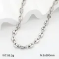 Collier chaîne grains de café en acier inoxydable, vue détaillée montrant de gros maillons. - Collier / 9mm 60cm / Acier