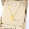 Collier pendentif lettre X en acier inoxydable, design doré minimaliste avec disque. - Lettre X / Or 18 carats
