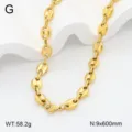 Collier chaîne grains de café en acier inoxydable, bijoux plaqués or 18K en acier titane. - Collier / 9mm 60cm / Or