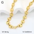 Collier chaîne grains de café en acier inoxydable plaqué or 18k, bijou de luxe lourd. - Collier / 12mm 60cm / Or