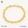Bracelet chaîne de grains de café en acier inoxydable doré, accessoire de mode élégant. - Bracelet / 7mm 21cm / Or