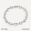 Vue detaillee du bracelet grain de cafe en acier inoxydable, bijou tendance. - Bracelet / 9mm 21cm / Acier