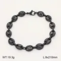 Bracelet chaîne grains de café en acier inoxydable noir, bijou élégant en acier titane. - Bracelet / 9mm 21cm / Noir