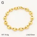 Bracelet en acier inoxydable maille grains de cafe dore or 18K pour femme et homme - Bracelet / 9mm 21cm / Or