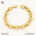 Bracelet de chaine de grains de cafe en acier inoxydable bijoux dores 12x220mm - Bracelet / 12mm 21cm / Or