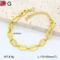 Détail de bracelet de chaîne en acier inoxydable avec maillons géométriques, longueur 170+50mm. - 21