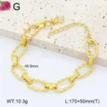 Bracelet chaîne trombone en acier inoxydable doré, vue détaillée des maillons finis. - 13