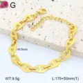 Gros plan détaillé du bracelet de chaîne d'encre en acier inoxydable doré, fin travail. - 16