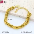 Bracelet chaîne Byzantine en acier titane doré pour homme femme, bijoux hip-hop largeur 7mm. - 2