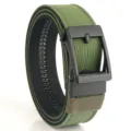 Cintura tattica in nylon verde militare per uomo con fibbia automatica nera opaca - 120cm / Verde militare