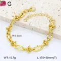 Bracelet chaîne trombone en acier inoxydable doré avec chaîne d'extension, bijou minimaliste. - 15