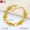 Bracelet de chaîne hip-hop en acier inoxydable avec anneaux entrelacés et finition dorée. - 4