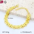 Gros plan détaillé du bracelet en acier inoxydable doré avec des dimensions précises. - 19