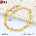 Bracelet à maillons géométriques plaqué or en acier inoxydable avec chaîne réglable. - 9