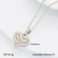 Collier pendentif coeur en acier inoxydable, bijou de chaîne de clavicule mode 18x20mm. - Style 5 Cœur 3D / Acier