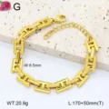 Bracelet en acier au titane doré maillons H femme bijoux mode hip-hop longueur 170+50mm - 11