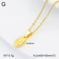 Collier pendentif coquillage en acier titane doré, style européen bijou chaîne clavicule détail. - Style 7 Coquillage / Or