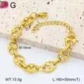 Bracelet à maillons épais en acier titane doré, bijoux de poignet tendance hip-hop. - 9