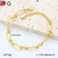 Bracelet maillons plaqué or en acier inoxydable pour femmes, longueur réglable avec mousqueton. - 2