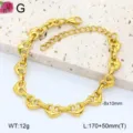Bracelet en acier titane doré maillons cœur pour femme, bijoux chaîne hip hop, 170+50mm - 14