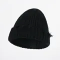 Schwarze Strickmütze Winter warme Beanie lässige stylische weiche Mütze für Damen Herren Alltag - Verstellbar / Schwarz