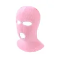 Rosa Strick-Sturmhaube mit drei Löchern, weiches Acrylmaterial für warme Passform. - Verstellbar / Rosa
