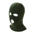 Grüne gestrickte 3-Loch Sturmhaube Skimaske, winterliche warme Outdoor Windschutz Gesichtsmaske. - Verstellbar / Armeegrün
