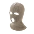 Gestreickte 3-Loch Sturmhaube Skimaske, einfarbige winddichte warme Gesichtsmaske für Outdoor. - Verstellbar / Khaki