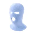 Hellblaue Strick 3-Loch Sturmhaube Skimaske Winter Outdoor winddichte warme Gesichtsmaske. - Verstellbar / Blau
