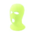 Nahaufnahme Detail der neongelben 3-Loch Strick Sturmhaube Ski Maske Winter warme Kopfbedeckung - Verstellbar / Neongelb