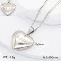 Collier pendentif medaillon coeur en acier inoxydable grave Te Amo, 27x28mm, poids 11.9g. - Médaillon Cœur Lettrage / Argent