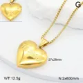 Collier pendentif médaillon cœur en acier inoxydable doré avec lettres gravées et chaîne. - Pendentif Médaillon Lettre Cœur / Or