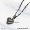 Collier Pendentif Médaillon Cœur Noir en Acier Inoxydable Style Rétro pour Hommes - Médaillon Cœur / Noir