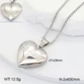Pendentif médaillon cœur en acier inoxydable collier cadeau couple mode bijoux tendance - Médaillon Cœur Lettre / Argent