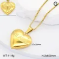 Collier pendentif médaillon coeur en acier inoxydable doré avec chaîne fine élégante. - Pendentif Médaillon Lettre Cœur / Or