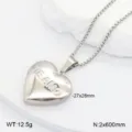 Collier pendentif médaillon cœur en acier inoxydable cadeau couple bijou mode accessoire - Médaillon Cœur Lettre / Argent