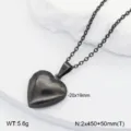 Collier pendentif médaillon coeur en acier inoxydable noir avec chaîne délicate quotidienne. - Petit Médaillon Cœur / Noir