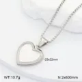 Collier pendentif medaillon coeur en acier inoxydable avec dimensions et poids cadeau. - Médaillon Cœur en Relief / Argent
