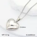 Collier pendentif médaillon cœur en acier inoxydable, variante cadeau couple. - Médaillon Cœur / Argent