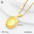 Collier medaillon ovale dore en acier inoxydable pendentif vintage bijou cadeau - Pendentif Médaillon Ovale Texturé / Or