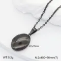 Pendentif Médaillon Ovale en Acier Inoxydable Vintage Collier Homme Bijoux 21x15mm - Médaillon Ovale / Noir