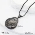 Collier pendentif coccinelle en acier inoxydable noir, bijou tendance de 33x29mm pour femme. - Médaillon Coccinelle / Noir