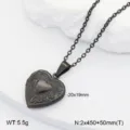 Vintage collier pendentif medaillon coeur noir en acier inoxydable retro pour homme femme - Médaillon Motif Cœur / Noir