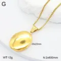 Collier pendentif médaillon ovale en acier inoxydable plaqué or avec chaîne boîte - Pendentif Médaillon Ovale / Or